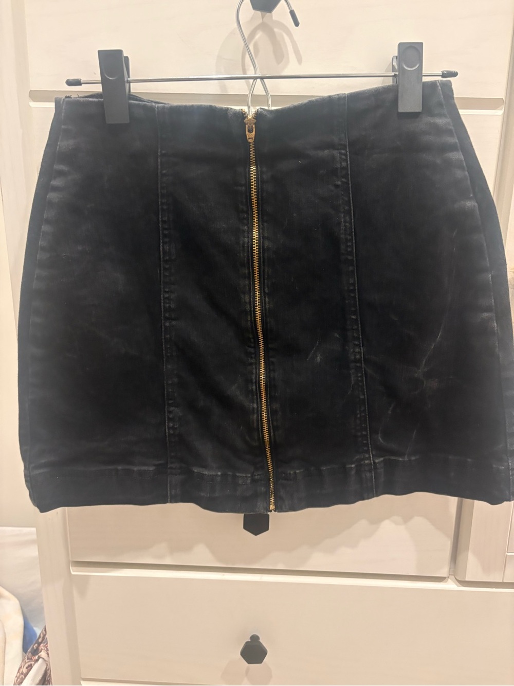 Urban Outfitters Black Denium Skirt with Front Zip